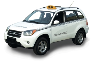 White ZAP SUV-style Taxi